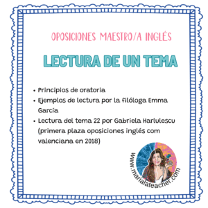 LECTURA DE UN TEMA A MESTRO/A DE INGLÉS